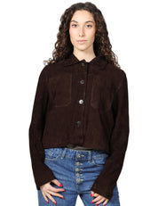 GIACCA DONNA BLUSOTTO LILIANA MORO IN PELLE SCAMOSCIATA CON COLLETTO E BOTTONI