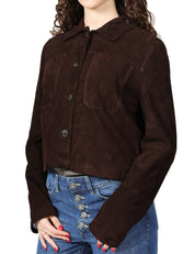 GIACCA DONNA BLUSOTTO LILIANA MORO IN PELLE SCAMOSCIATA CON COLLETTO E BOTTONI