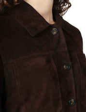 GIACCA DONNA BLUSOTTO LILIANA MORO IN PELLE SCAMOSCIATA CON COLLETTO E BOTTONI