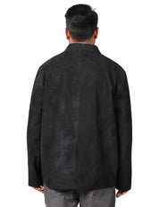GIACCA UOMO BLUSOTTO PEDRO NERA IN CAMOSCIO NAPPA CON COLLETTO E BOTTONI IN TONO