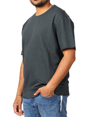 T-SHIRT UOMO BOWERY NERA GIROCOLLO OVER SIZE CON MANICHE TAGLIO VIVO 100% COTONE