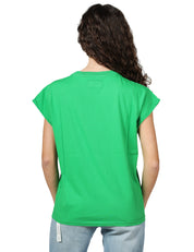 T-SHIRT DONNA BOWERY VERDE IN COTONE CON MANICA AD ALETTA