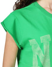 T-SHIRT DONNA BOWERY VERDE IN COTONE CON MANICA AD ALETTA