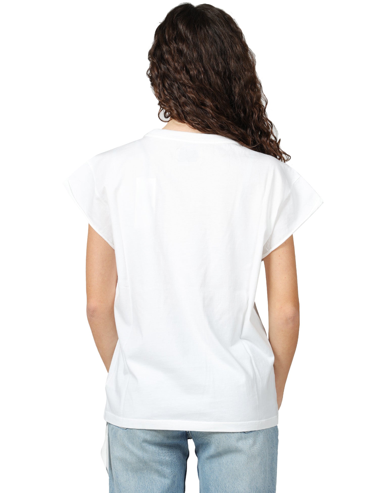 T-SHIRT DONNA BOWERY BIANCA IN COTONE CON MANICA AD ALETTA E STAMPA TEXAS