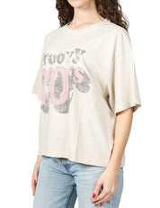 T-SHIRT DONNA BOWERY STONE GIROCOLLO OVER IN COTONE CON STAMPA GROOVY 70'