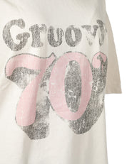 T-SHIRT DONNA BOWERY STONE GIROCOLLO OVER IN COTONE CON STAMPA GROOVY 70'