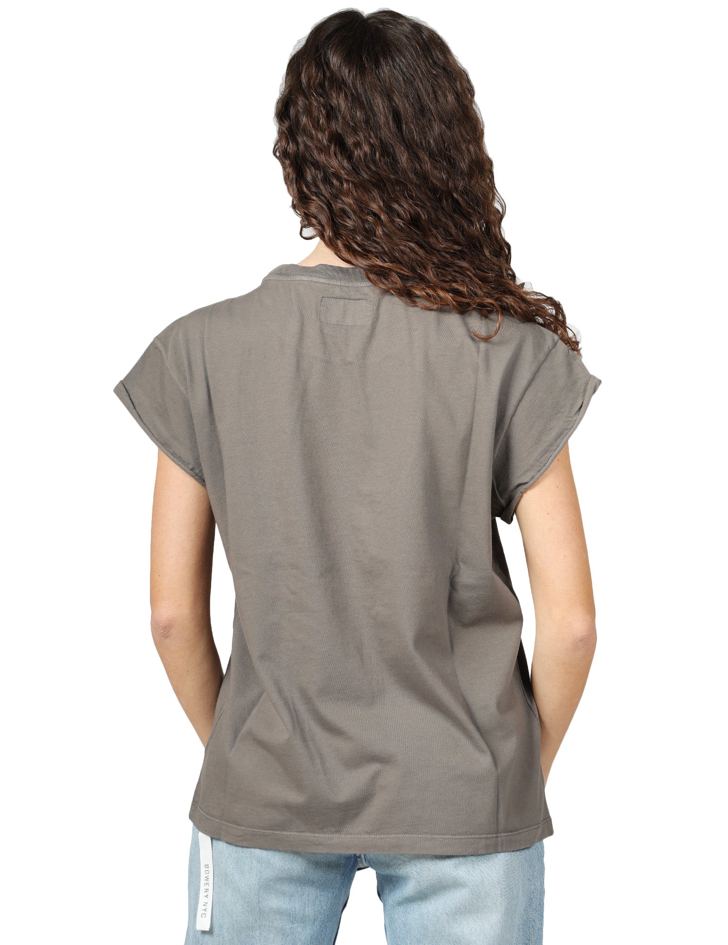 T-SHIRT DONNA BOWERY GRIGIA IN COTONE CON MANICA AD ALETTA