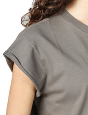 T-SHIRT DONNA BOWERY GRIGIA IN COTONE CON MANICA AD ALETTA