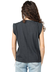 T-SHIRT DONNA BOWERY NERA IN COTONE CON MANICA AD ALETTA