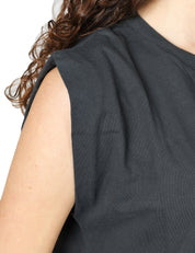 T-SHIRT DONNA BOWERY NERA IN COTONE CON MANICA AD ALETTA