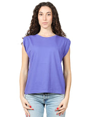 T-SHIRT DONNA BOWERY VIOLA IN COTONE CON MANICA AD ALETTA
