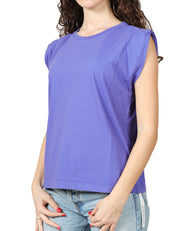 T-SHIRT DONNA BOWERY VIOLA IN COTONE CON MANICA AD ALETTA