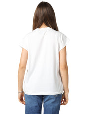 T-SHIRT DONNA BOWERY BIANCA GIROCOLLO CON MANICA AD ALETTA 100% COTONE VINTAGE