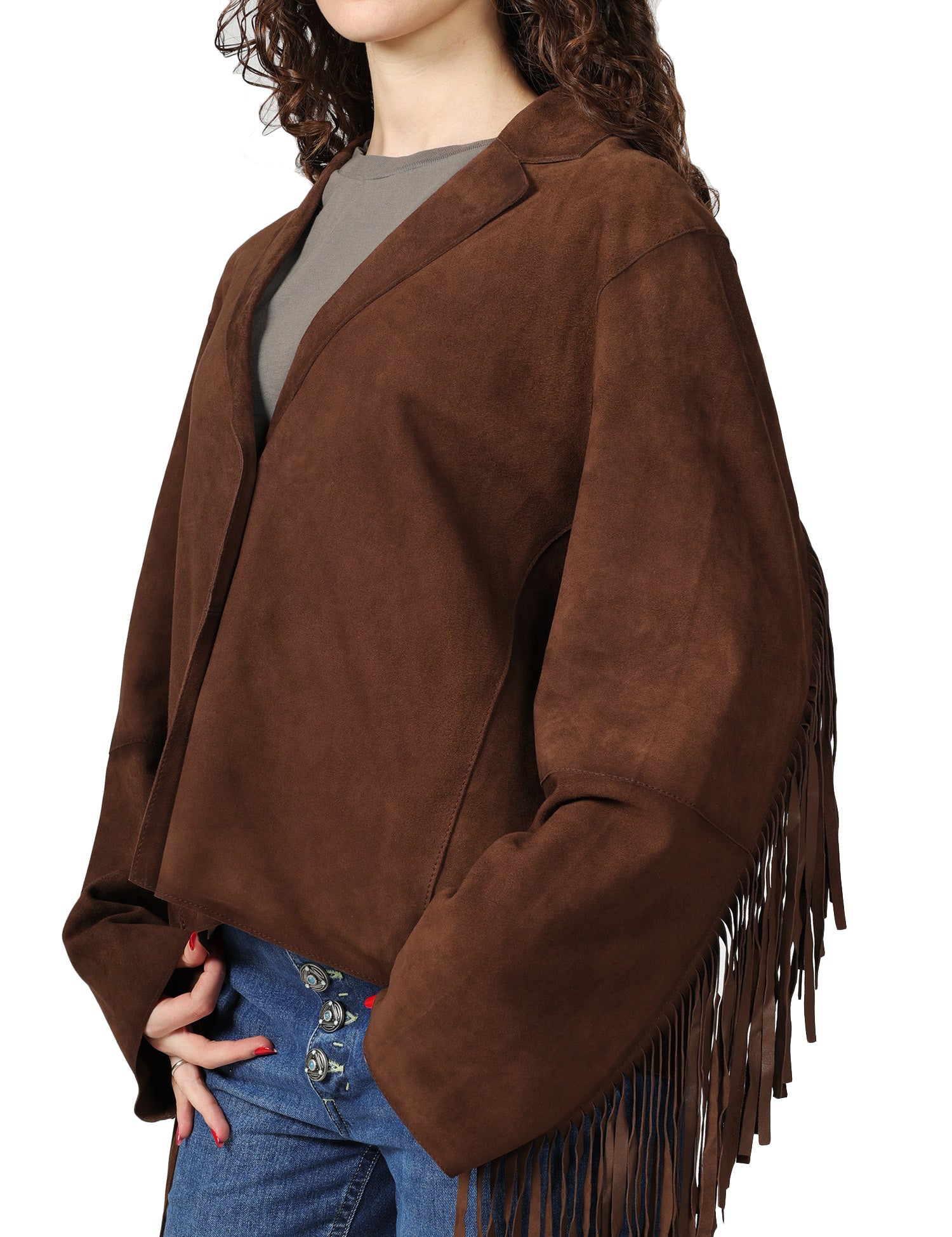 GIACCA DONNA BULLY CACAO IN PELLE SCAMOSCIATA