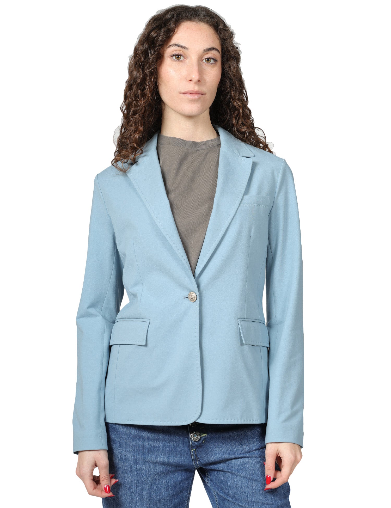 GIACCA DONNA CIRCOLO CELESTE IN LIGHT JERSEY CON REVER A LANCIA