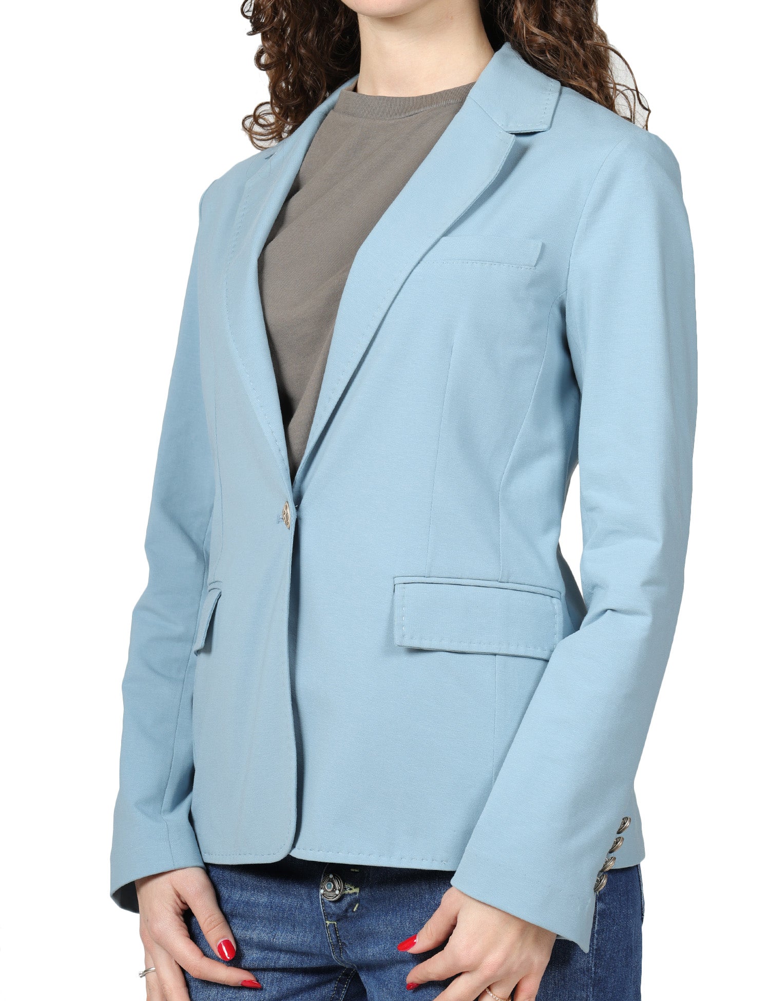 GIACCA DONNA CIRCOLO CELESTE IN LIGHT JERSEY CON REVER A LANCIA