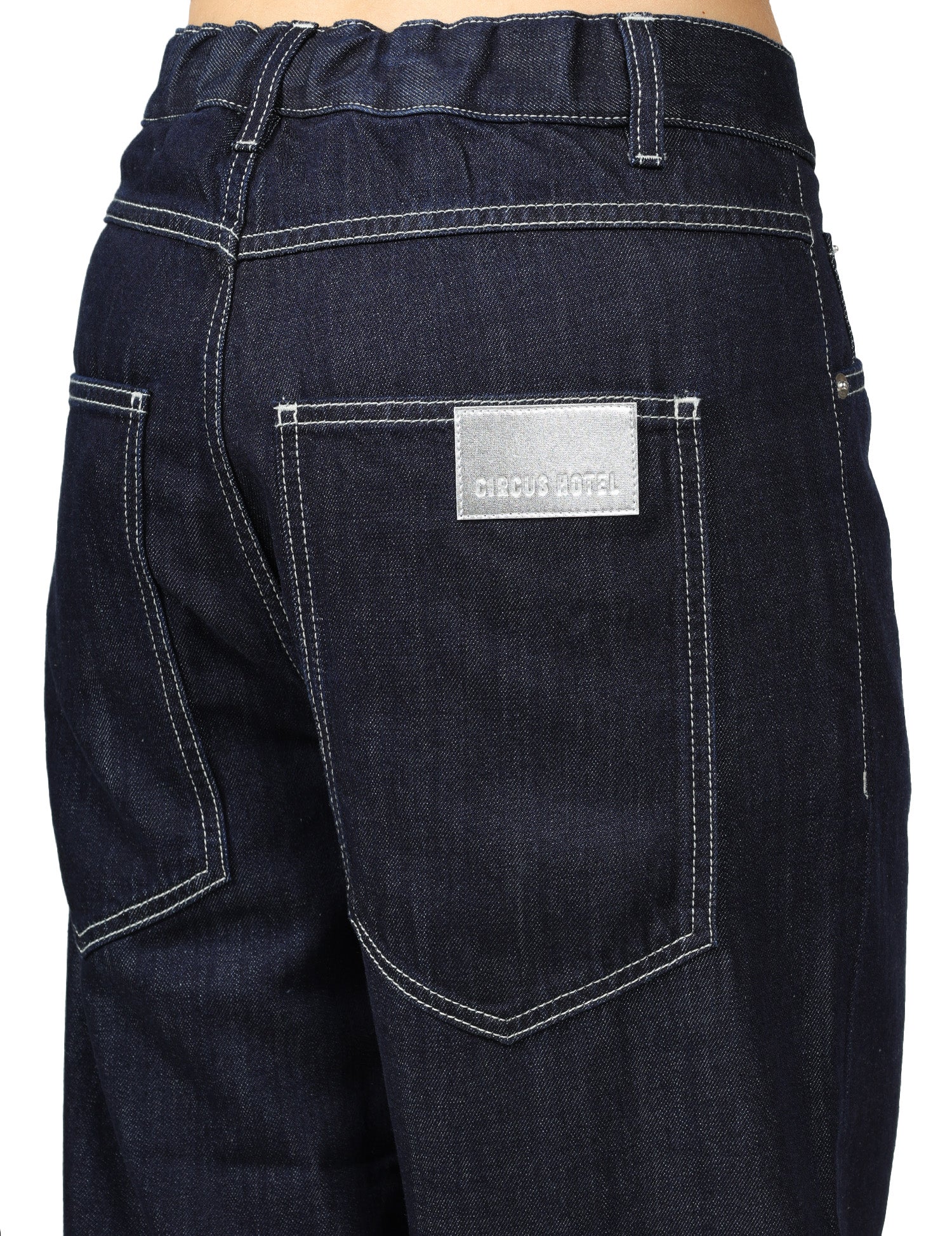 JEANS DONNA CIRCUS HOTEL DENIM SCURO WIDE LEG CON MAXI RISVOLTO E CATENA