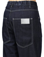 JEANS DONNA CIRCUS HOTEL DENIM SCURO WIDE LEG CON MAXI RISVOLTO E CATENA