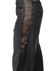 JEANS DONNA CIRCUS HOTEL BLACK DENIM WIDE LEG CON INSERTI IN ORGANZA