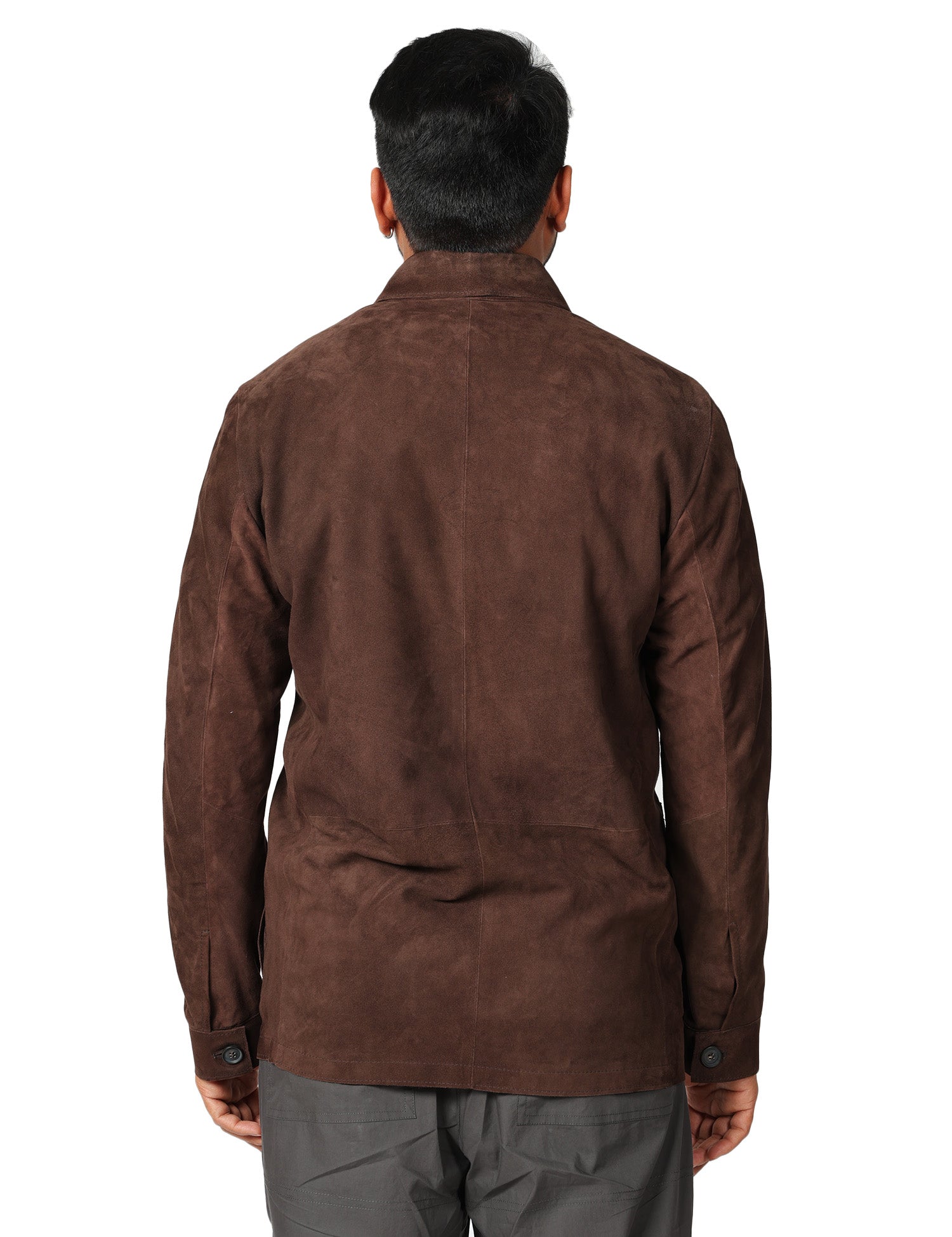 GIACCA UOMO D FOUR MORO IN PELLE SCAMOSCIATA CON COLLETTO E TASCHE FRONTALI