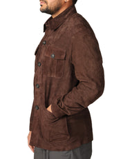 GIACCA UOMO D FOUR MORO IN PELLE SCAMOSCIATA CON COLLETTO E TASCHE FRONTALI
