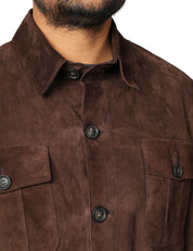 GIACCA UOMO D FOUR MORO IN PELLE SCAMOSCIATA CON COLLETTO E TASCHE FRONTALI