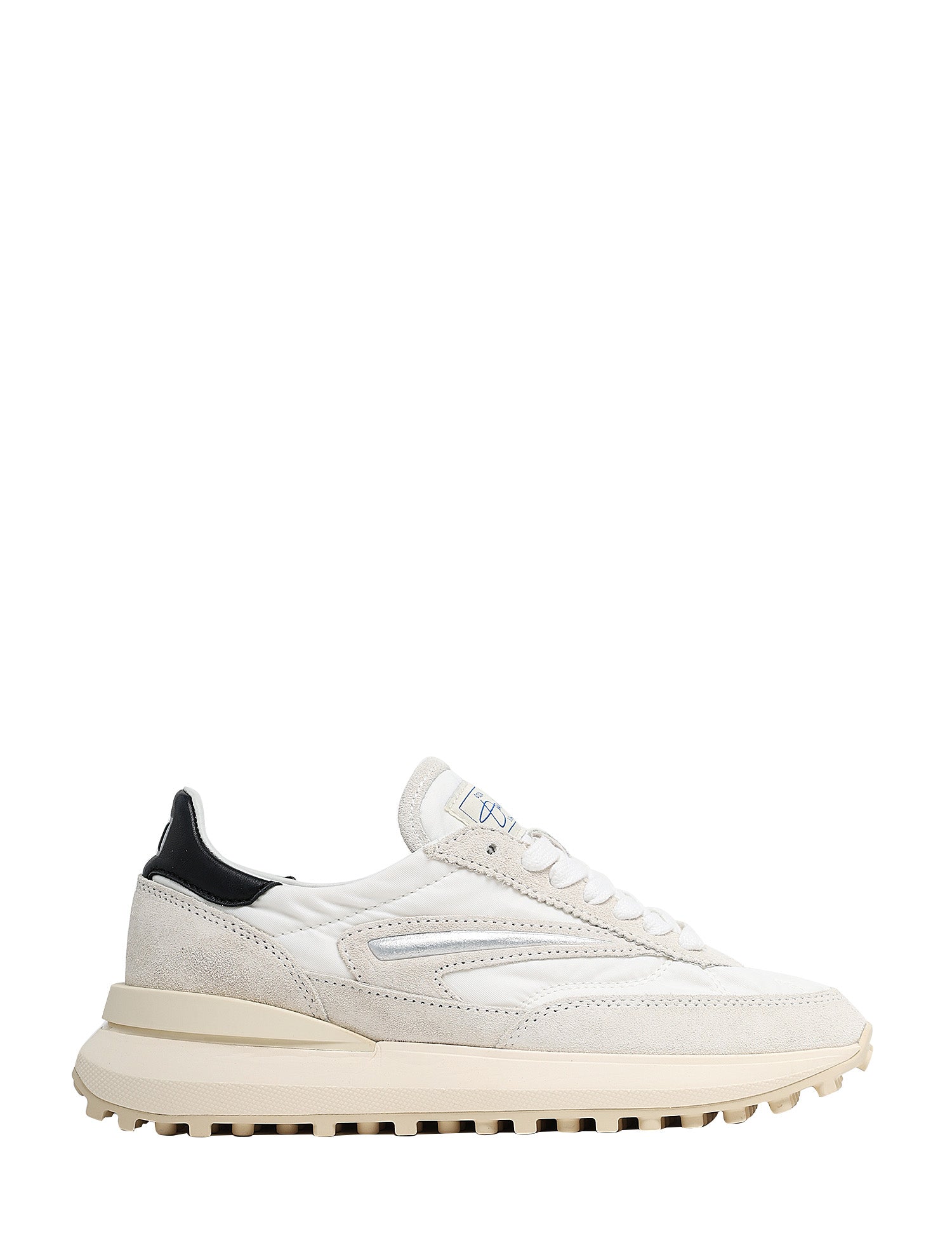SCARPA DONNA D.A.T.E. ATHLETA NYLON BIANCO/NERO CON INSERTI IN SUEDE E SUOLA IN GOMMA