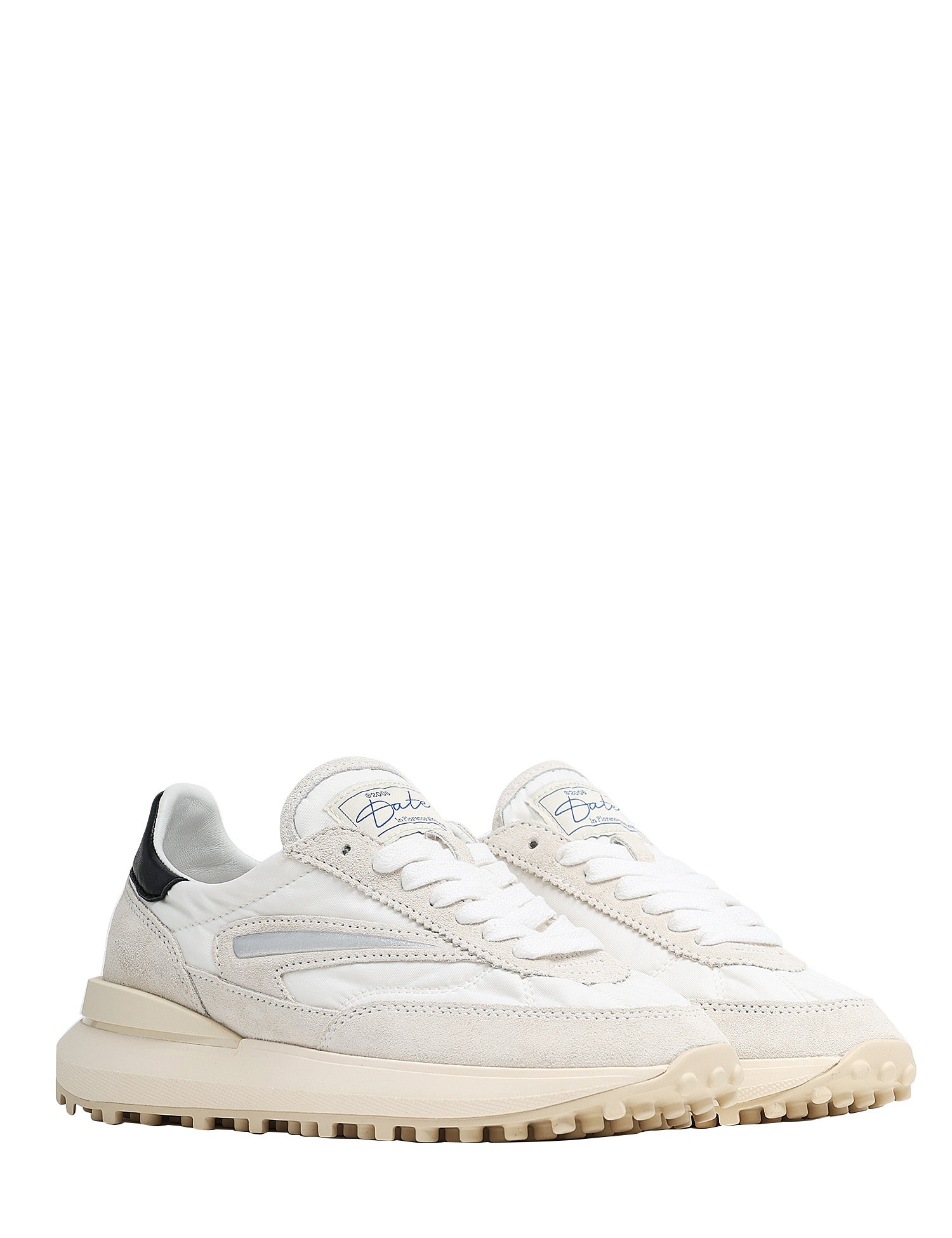 SCARPA DONNA D.A.T.E. ATHLETA NYLON BIANCO/NERO CON INSERTI IN SUEDE E SUOLA IN GOMMA