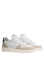 SCARPA UOMO D.A.T.E. COURT 2.0 BIANCO/BLU IN PELLE E SUEDE CON SUOLA IN GOMMA