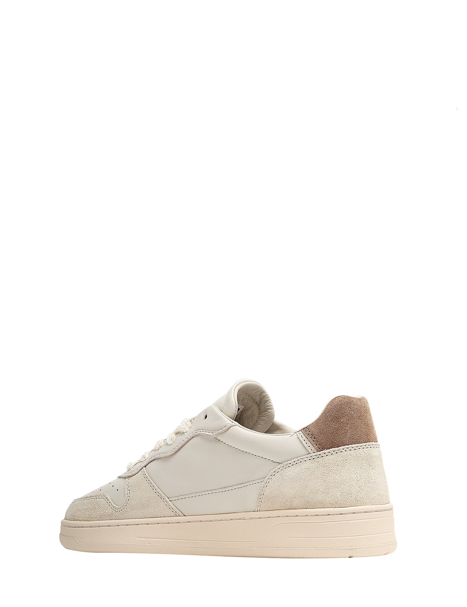 SCARPA UOMO D.A.T.E. COURT 2.0. VINTAGE IVORY IN PELLE E SUEDE CON LACCI EFFETTO USED