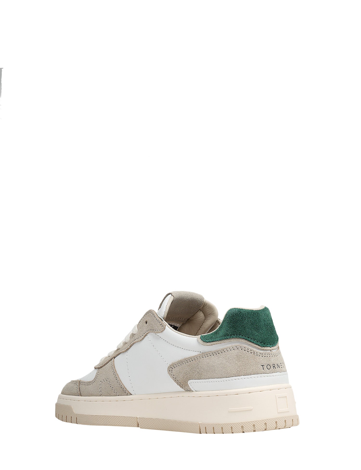 SCARPA UOMO D.A.T.E. TORNEO PURE CALF BIANCO/VERDE IN PELLE E SUEDE CON SUOLA IN GOMMA