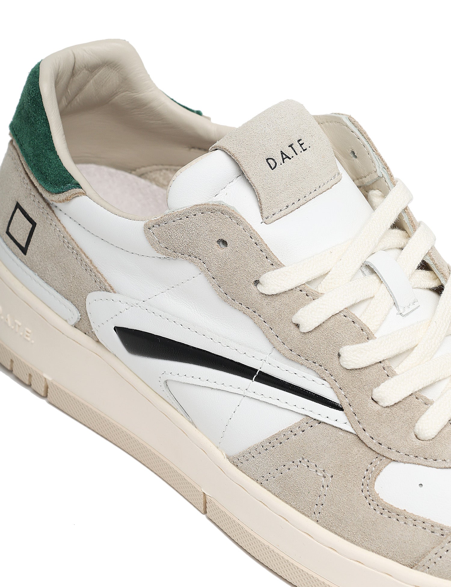SCARPA UOMO D.A.T.E. TORNEO PURE CALF BIANCO/VERDE IN PELLE E SUEDE CON SUOLA IN GOMMA