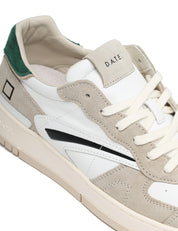 SCARPA UOMO D.A.T.E. TORNEO PURE CALF BIANCO/VERDE IN PELLE E SUEDE CON SUOLA IN GOMMA