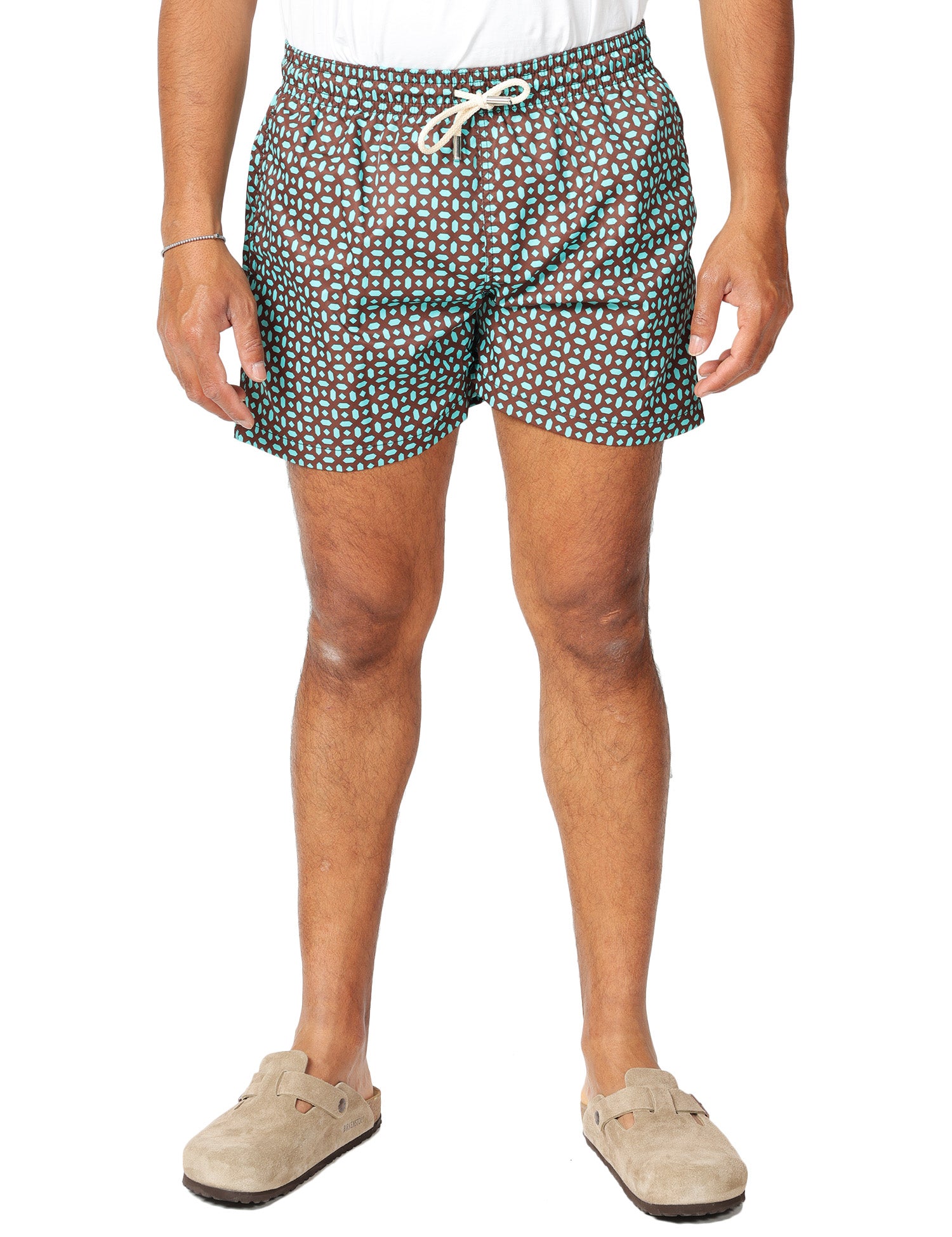 COSTUME MARE UOMO DON PEPè MARRAKECH BROWN FANTASIA IN TESSUTO ULTRA LEGGERO CON COULISSE