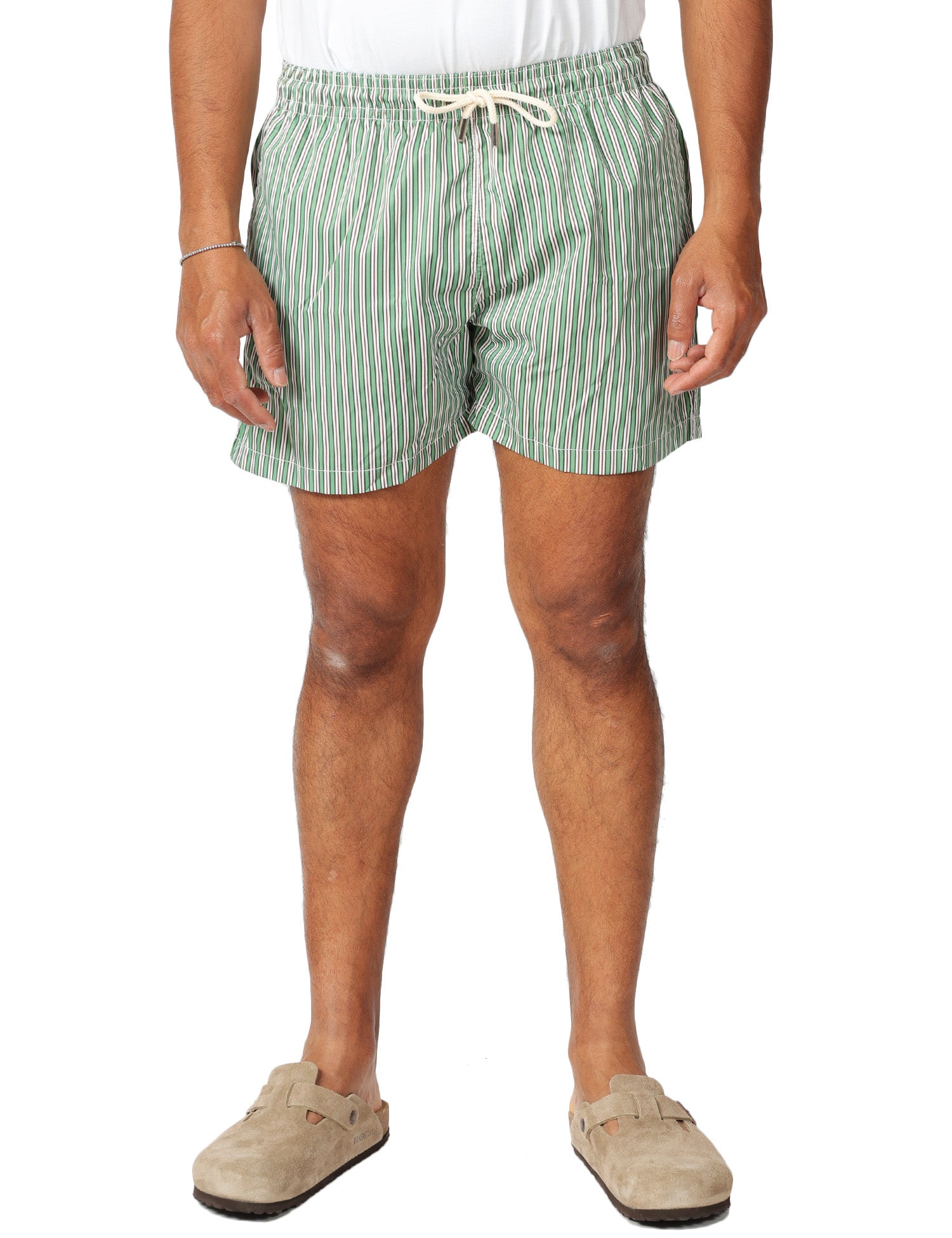 COSTUME MARE UOMO DON PEPè RIVIERA VERDE MUSCHIO A RIGHE IN TESSUTO ULTRA LEGGERO CON COULISSE
