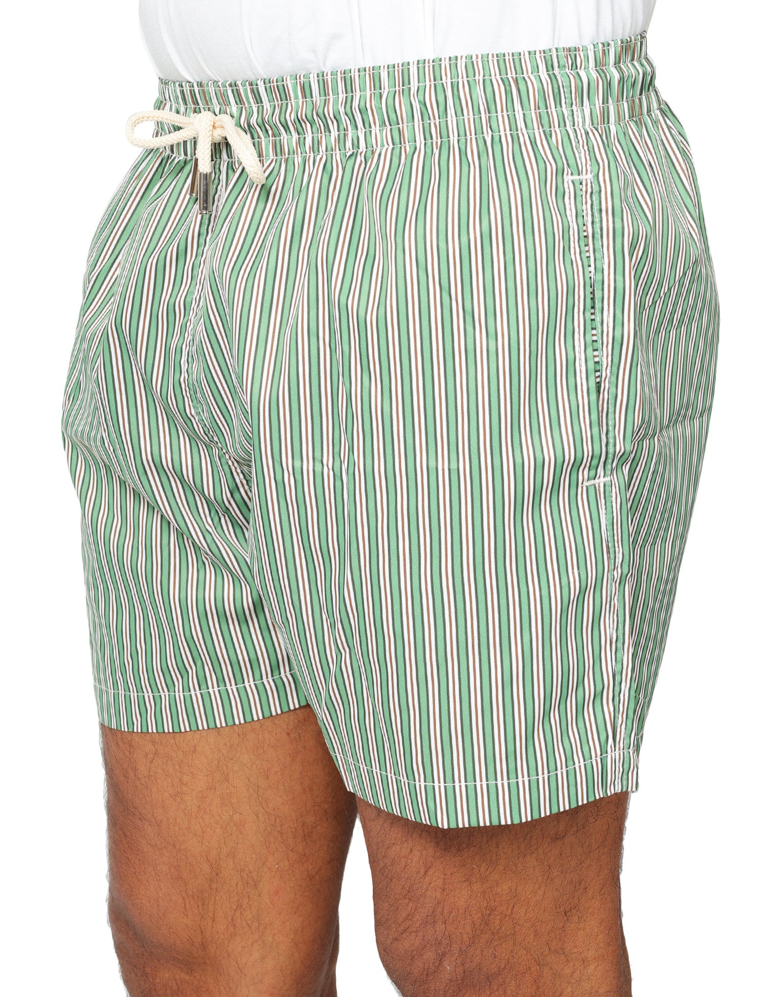 COSTUME MARE UOMO DON PEPè RIVIERA VERDE MUSCHIO A RIGHE IN TESSUTO ULTRA LEGGERO CON COULISSE