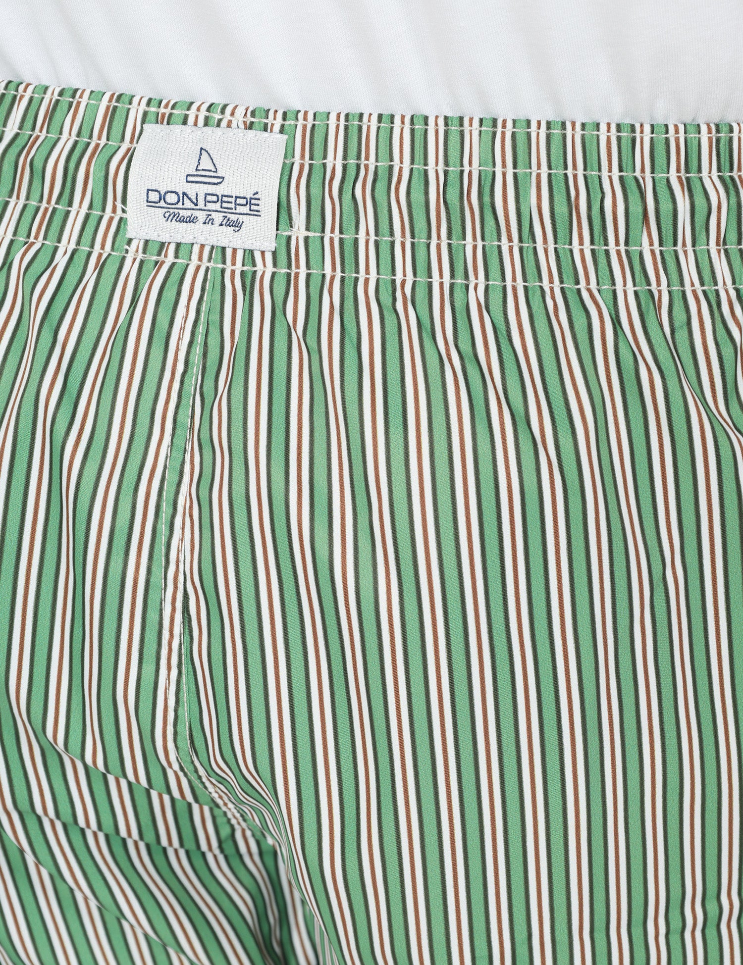 COSTUME MARE UOMO DON PEPè RIVIERA VERDE MUSCHIO A RIGHE IN TESSUTO ULTRA LEGGERO CON COULISSE