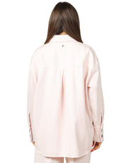 CAMICIA DONNA DONDUP ROSA OVER CON TASCHE APPLICATE DAVANTI E BOTTONI LOGATI