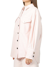 CAMICIA DONNA DONDUP ROSA OVER CON TASCHE APPLICATE DAVANTI E BOTTONI LOGATI