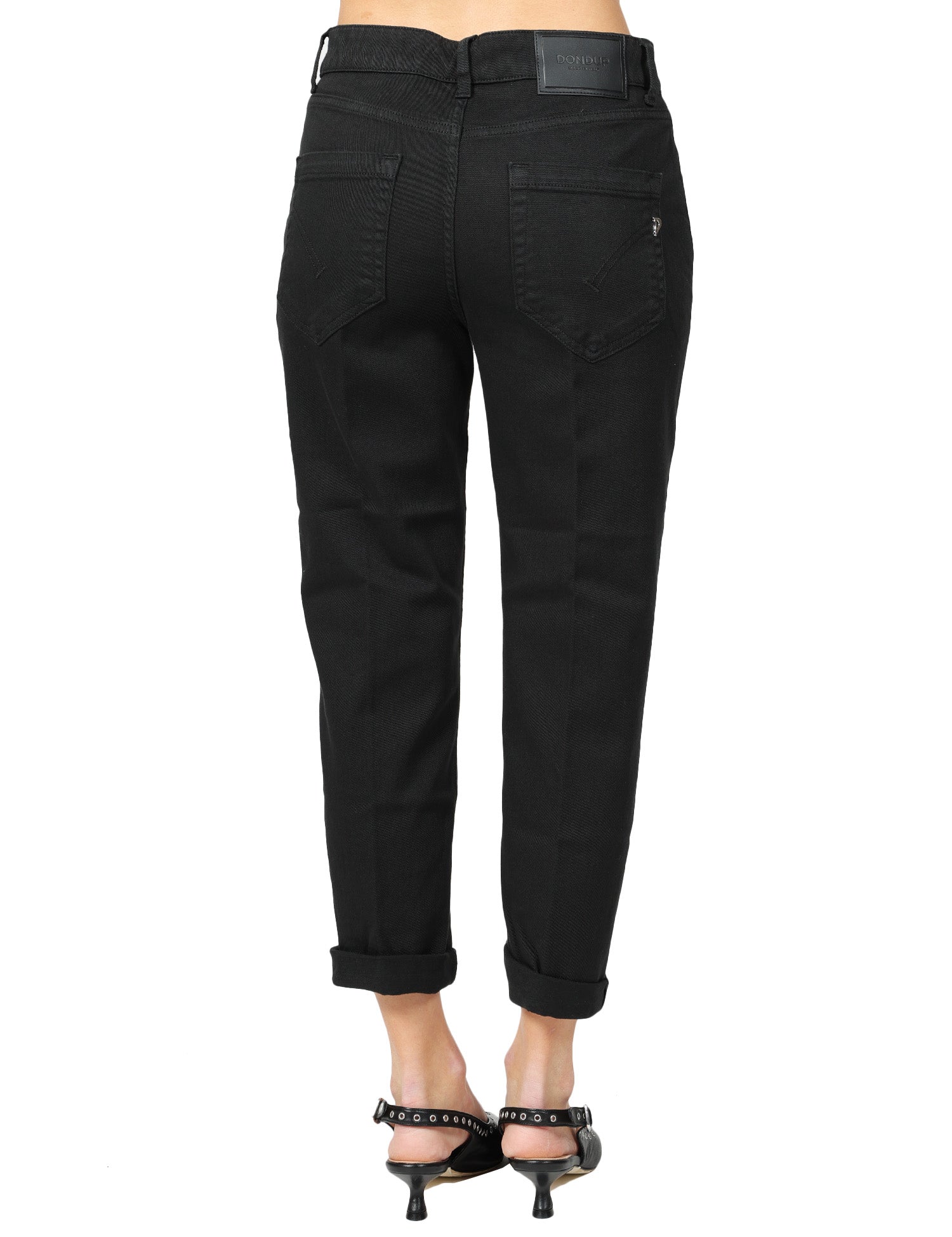 JEANS DONNA DONDUP KOONS NERO IN BULL FISSO CON BOTTONIERA GIOIELLO