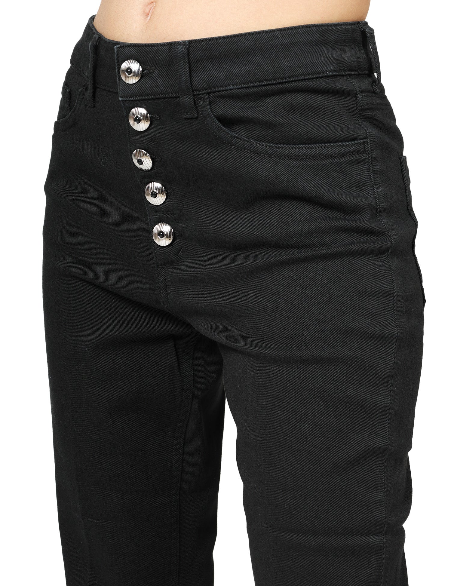 JEANS DONNA DONDUP KOONS NERO IN BULL FISSO CON BOTTONIERA GIOIELLO