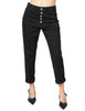 Jeans donna dondup koons nero in bull fisso con bottoniera gioiello
