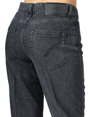 JEANS DONNA DONDUP KOONS NERO CON BOTTONIERA GIOIELLO IN DENIM FISSO COTONE E LYOCELL