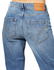 JEANS DONNA DONDUP KOONS LAVAGGIO MEDIO IN DENIM STRETCH CON BOTTONIERA GIOIELLO