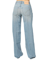 JEANS DONNA DONDUP JACKLYN LAVAGGIO CHIARO EFFETTO SLAVATO WIDE LEG A VITA BASSA