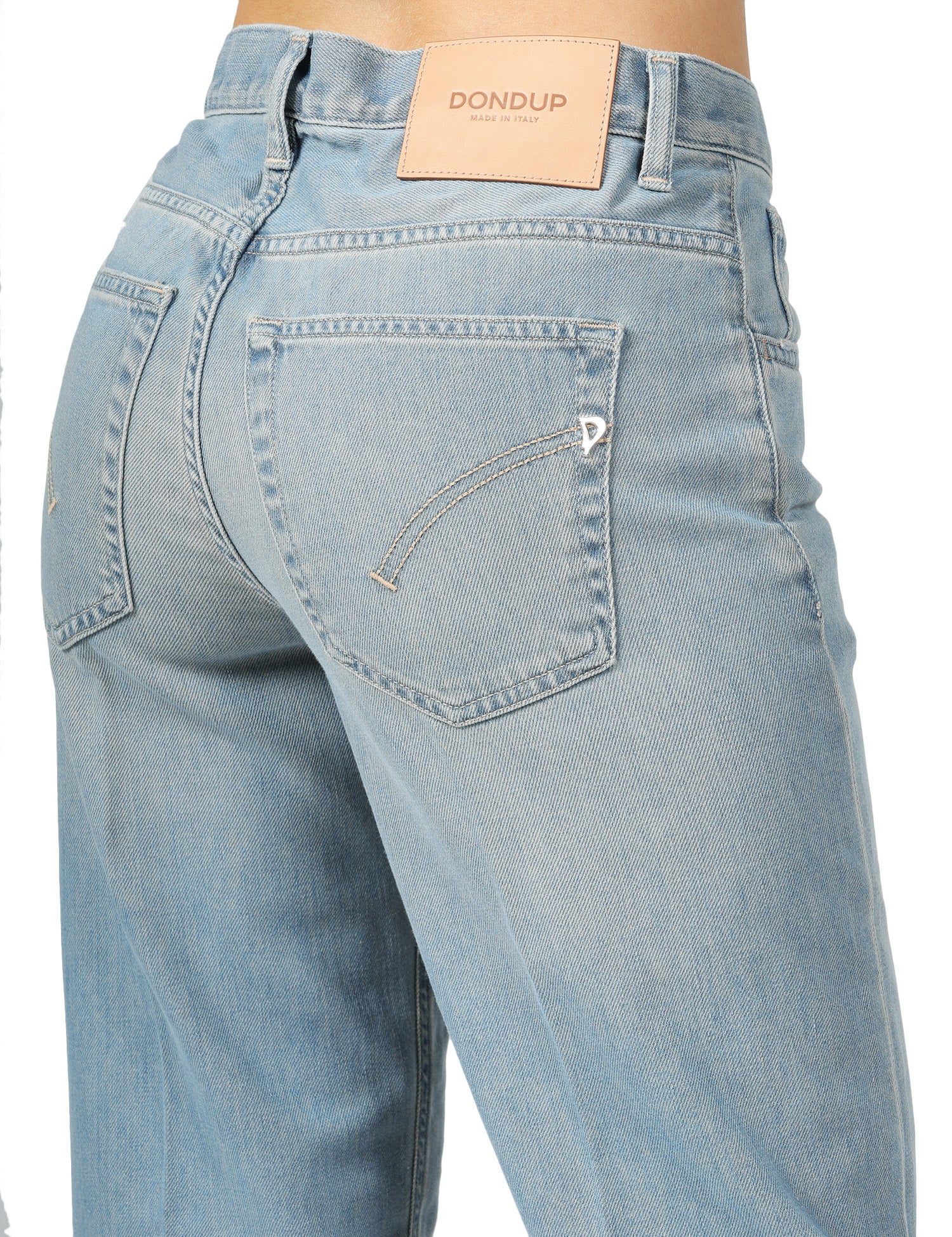JEANS DONNA DONDUP JACKLYN LAVAGGIO CHIARO EFFETTO SLAVATO WIDE LEG A VITA BASSA