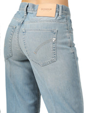 JEANS DONNA DONDUP JACKLYN LAVAGGIO CHIARO EFFETTO SLAVATO WIDE LEG A VITA BASSA