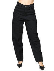 JEANS DONNA DONDUP BESSIE BULL NERO IN BULL FISSO A VITA ALTA LOOSE FIT