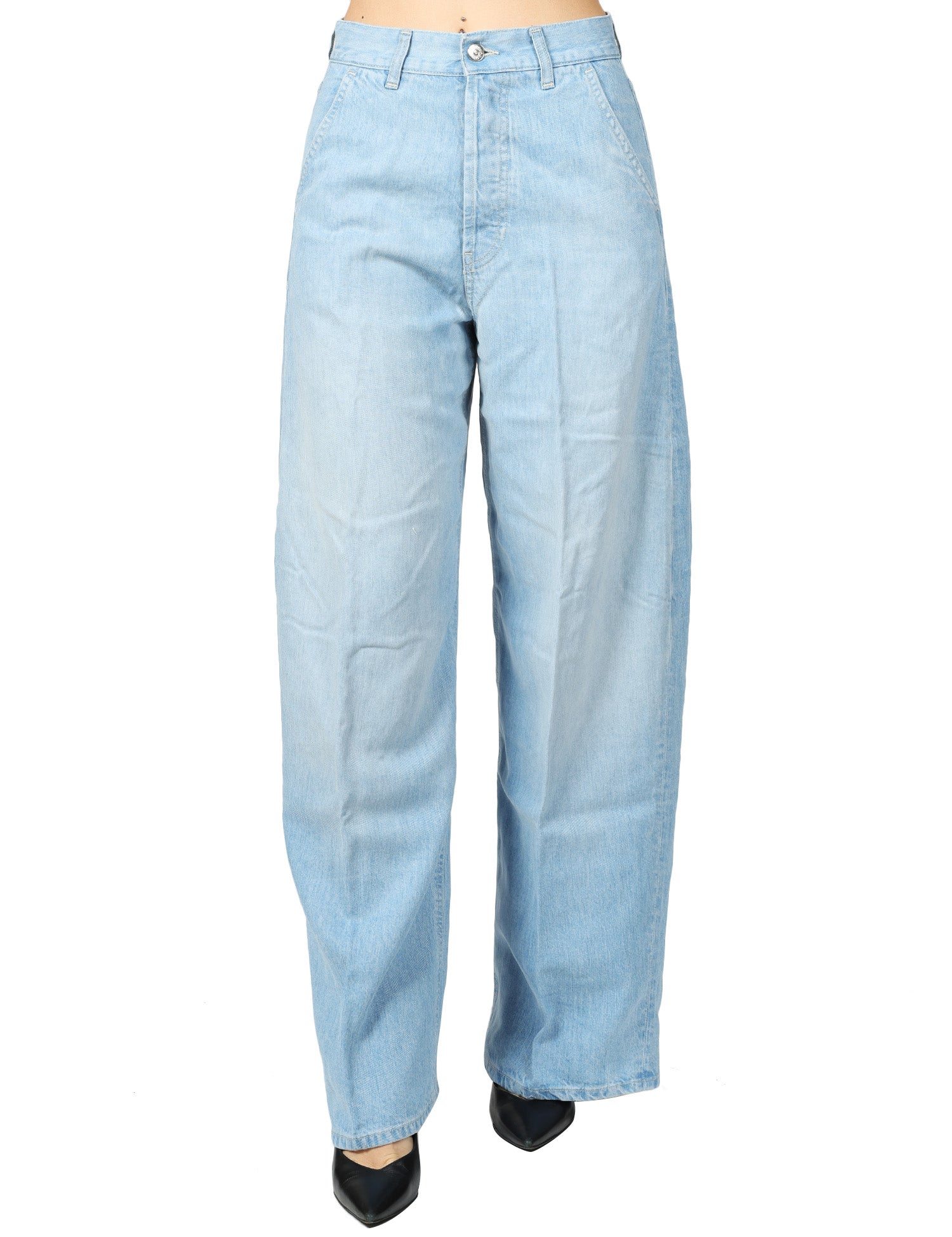 JEANS DONNA DONDUP ALEK DENIM CHIARO A VITA BASSA E GAMBA BALLON