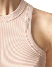 CANOTTA DONNA DONDUP ROSA IN COSTINA DI COTONE CON LOGO SULLA SPALLA SINISTRA